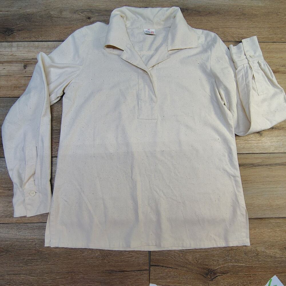 Design Form & Farve Copenhagen Luxury 100% Pure Raw Silk Cream Popover Blouse me